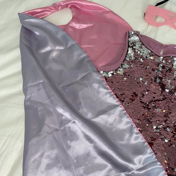 Super Girl Pink Sequence Halloween Costume Kids size 9-10 - Picture 5 of 5